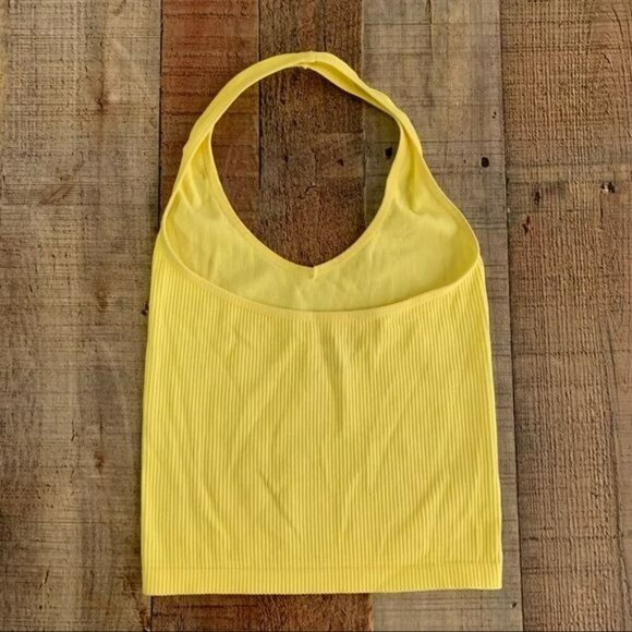 Suzette womens one size neon yellow ribbed knit halter top - Picture 5 of 5